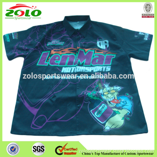 Full Button Down Hidden Snap Custom Motor Sublimated Dirt Racing Shirts